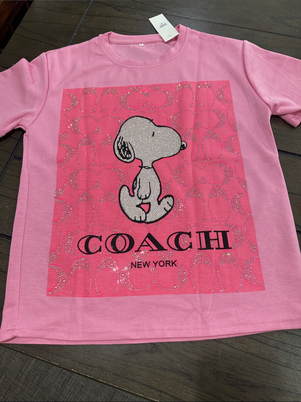 COACH Pink Snoopy Logo Graphic Tee